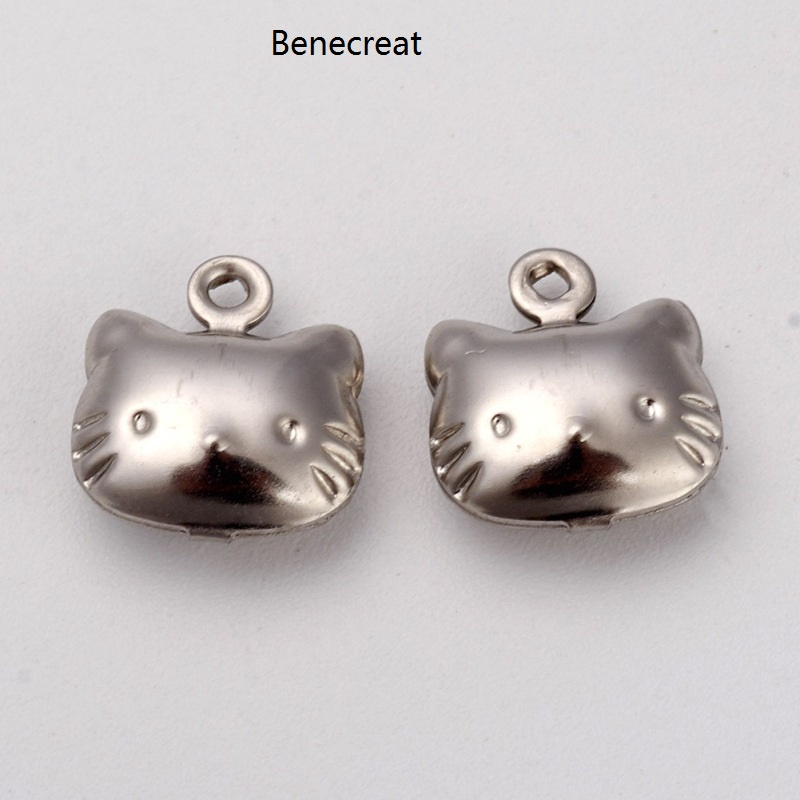 Set 5 mặt dây chuyền BENECREAT hình mèo bằng thép không gỉ 316-100 cái màu sắc