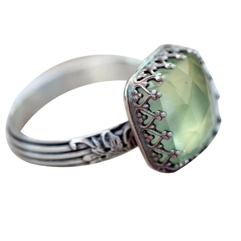 Nhẫn Hợp Kim Khảm Ngọc Lục Bảo Nhân Tạo Đơn Giản Cổ Điển Cho Nữ