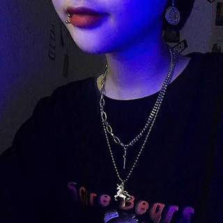 Dây Chuyền Thép Titan Mặt Hình Ngựa Thời Trang Hip Hop Cho Cặp Đôi