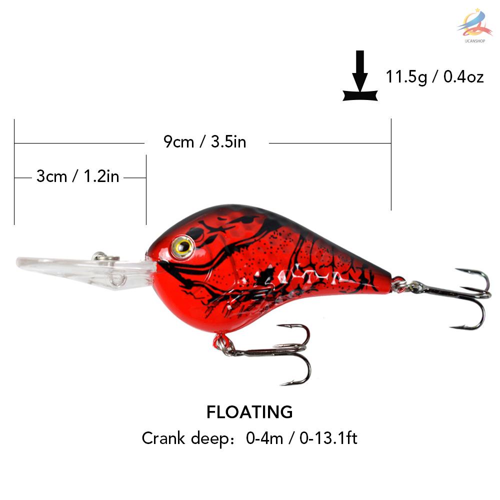 UCAN LIXADA  5 Pcs Bionic Fishing Lure Hard Body Floating Bait Fishing Bass Lure  Fishing Lure Artificial Bait Lifelike Crankbait Hooks Fishing Tackle  3.5 in 0.4 oz / pc