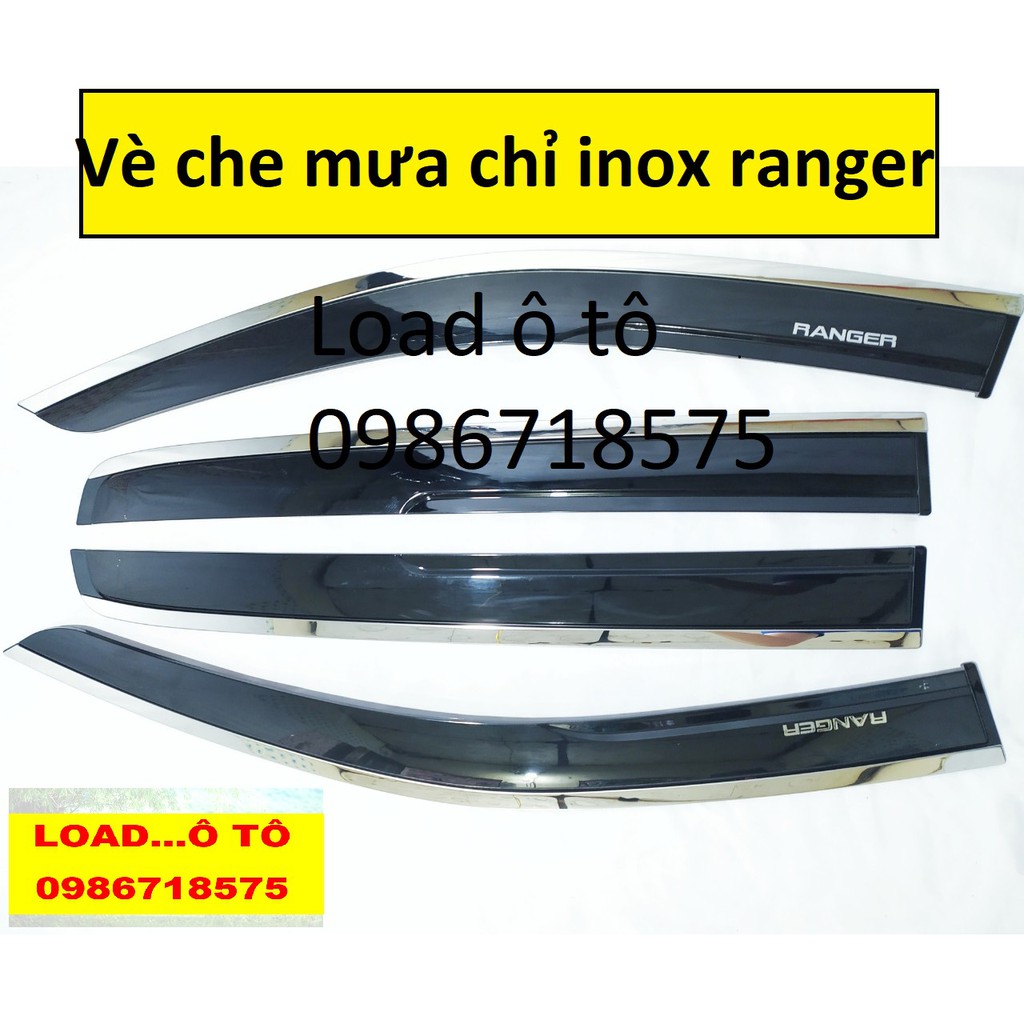 Vè Che Mưa Chỉ Inox Ford Ranger 2016-2021 Cao Cấp