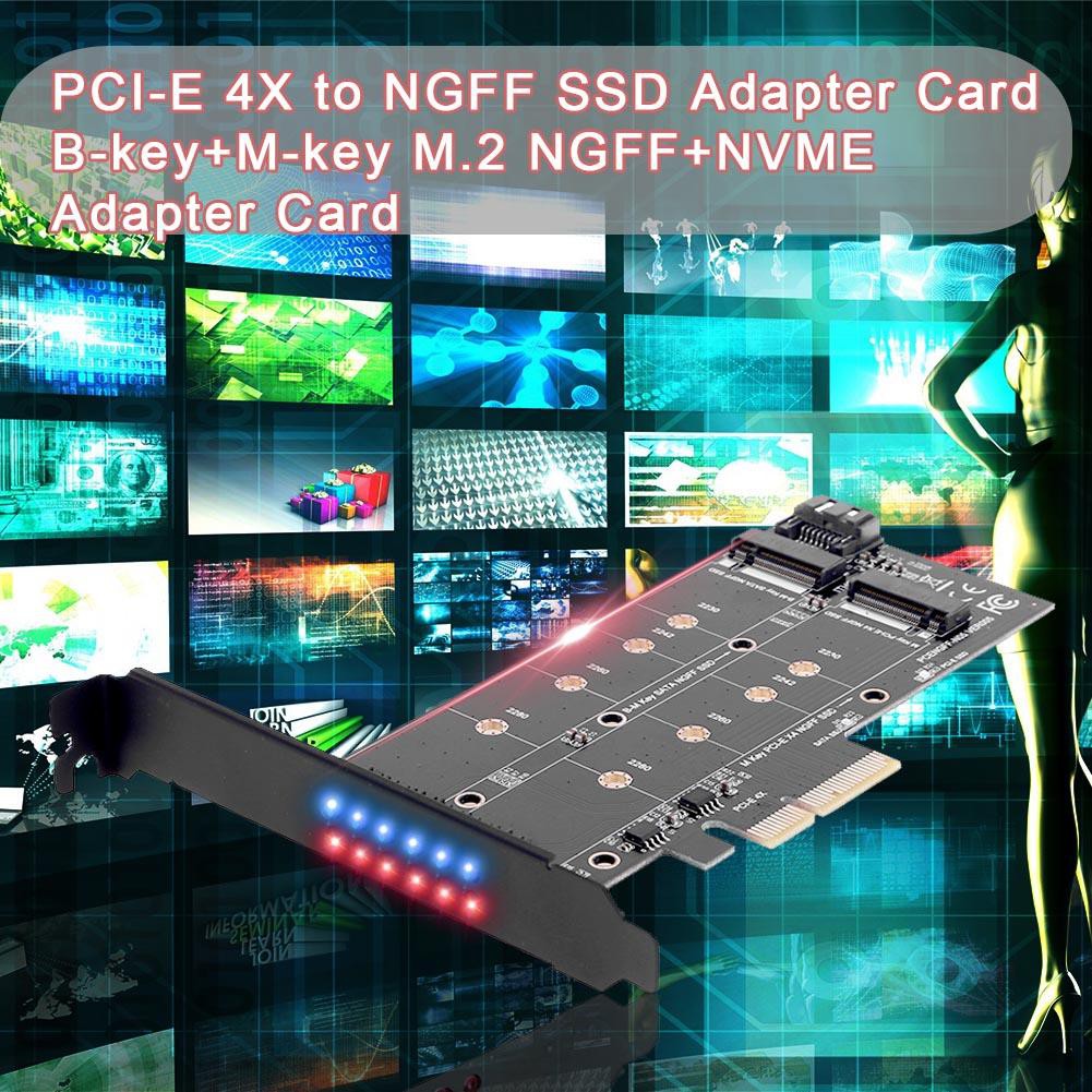 [rem]★New PCI-E 4X to NGFF SSD Adapter Card B-key+M-key M.2 NGFF+NVME Adapter Card