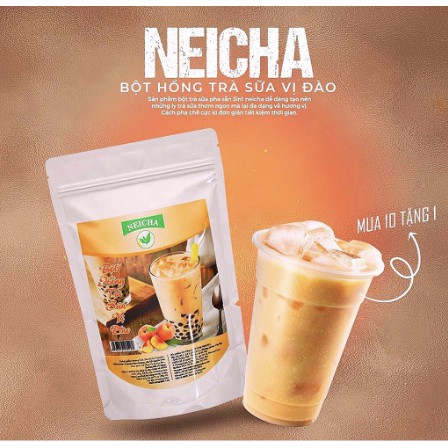 Bột trà sữa pha sẵn vị hồng trà sữa đào Neicha gói 1kg, hồng trà sữa vị đào pha sẵn thơm ngon đúng vị (Gói 1kg/30 ly)