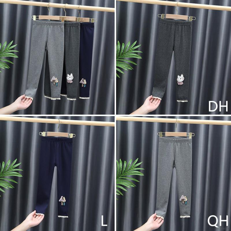 Quần Legging Chất Liệu Cotton Co Giãn Hoạ Tiết Hoạt Hình Cho Bé Gái 1-8 Tuổi