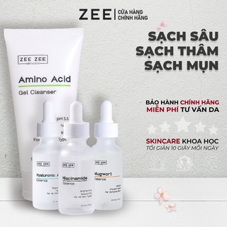Bộ sản phẩm sạch sâu ngừa mụn dưỡng sáng trẻ hóa phục hồi da Amino Acid, Niacinamide, Hyaluronic Acid, Mugwort | ZEE ZEE