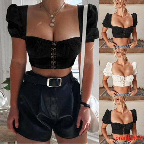 Áo Croptop Tay Ngắn Phối Bèo Thiết Kế Đơn Giản Cho Nữ