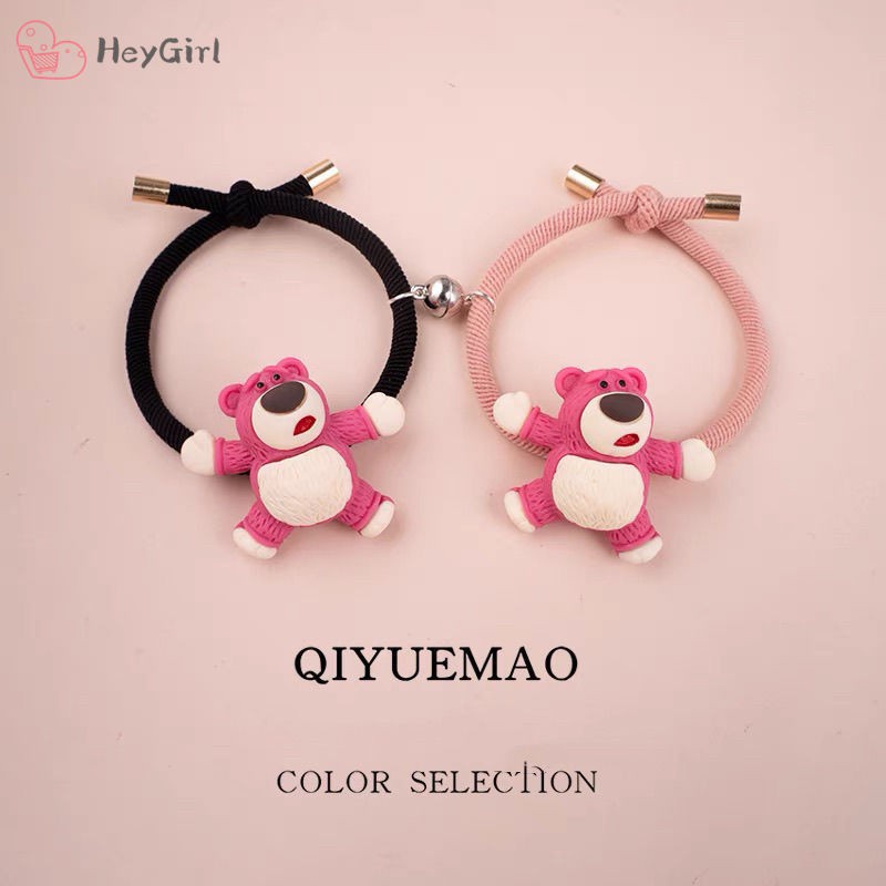 Vòng đeo tay cao su gắn nam châm thiết kế hoạt hình gấu dâu Disney đáng yêu đa năng dành cho cặp đôi