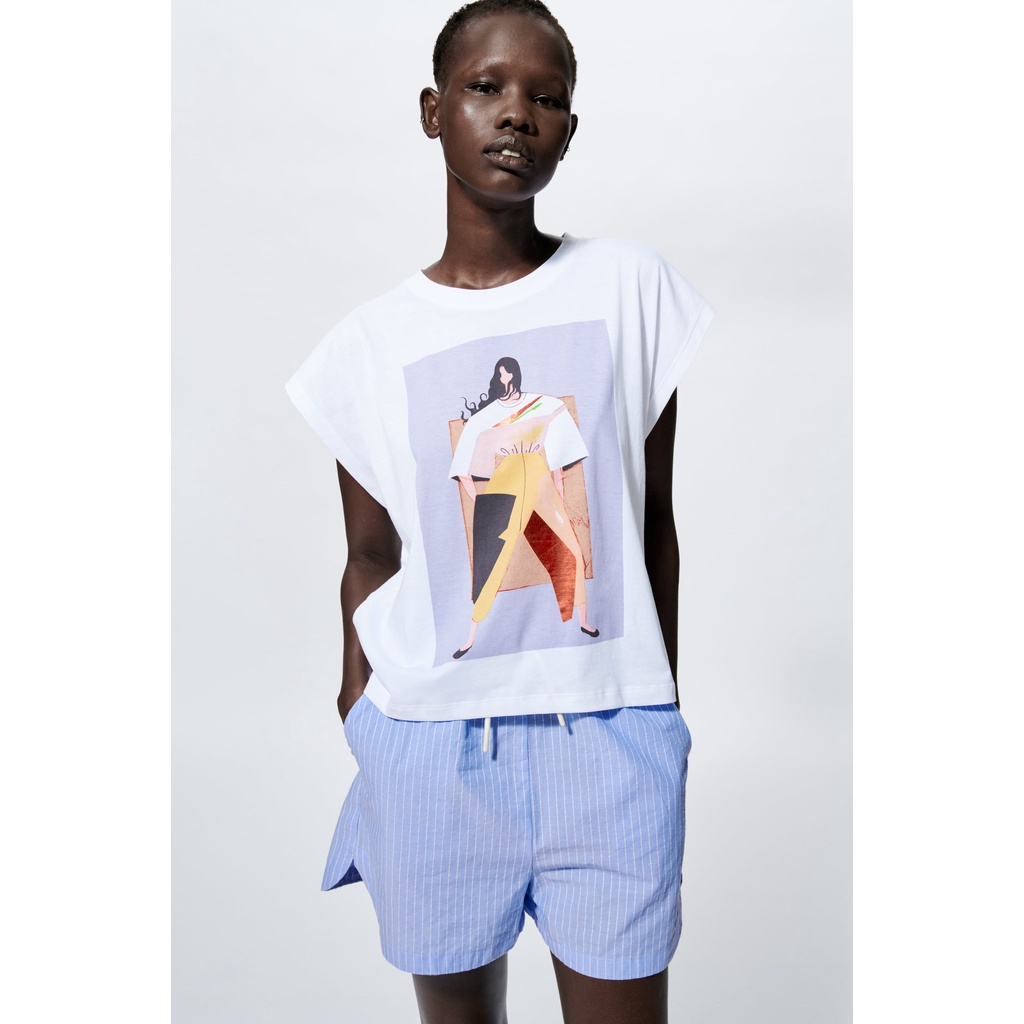 Áo phông ZARA in hình AUTHENTIC Size M