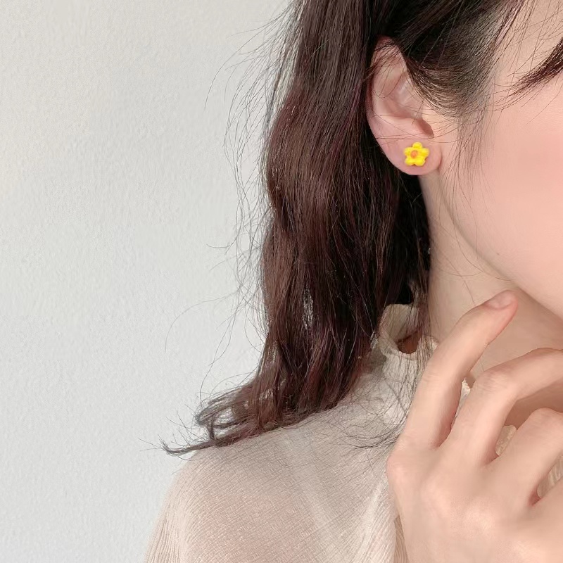 Khuyên Tai Xỏ Lỗ Họa Tiết Trái Cây/Hoa/Bướm Đơn Giản Nhiều Màu Cho Nữ