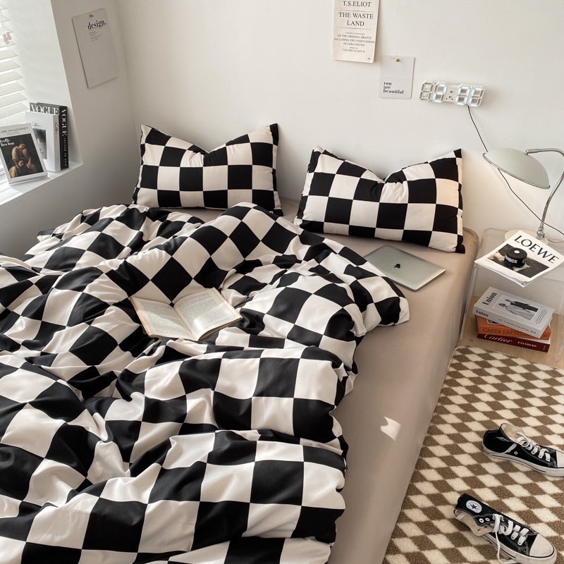 Bộ chăn ga gối Cotton TC caro kẻ MÂY BEDDING đủ màu đủ kích thước nệm 1m2 1m4 1m6 1m8 2m