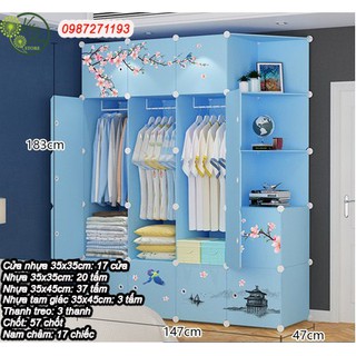 TỦ QUẦN ÁO NHỰA LẮP GHÉP ĐA NĂNG 17 Ô 3 GÓC SÂU 47CM (nhiều kiểu dáng, màu sắc lựa chọn) (Kiều Hoa Store)