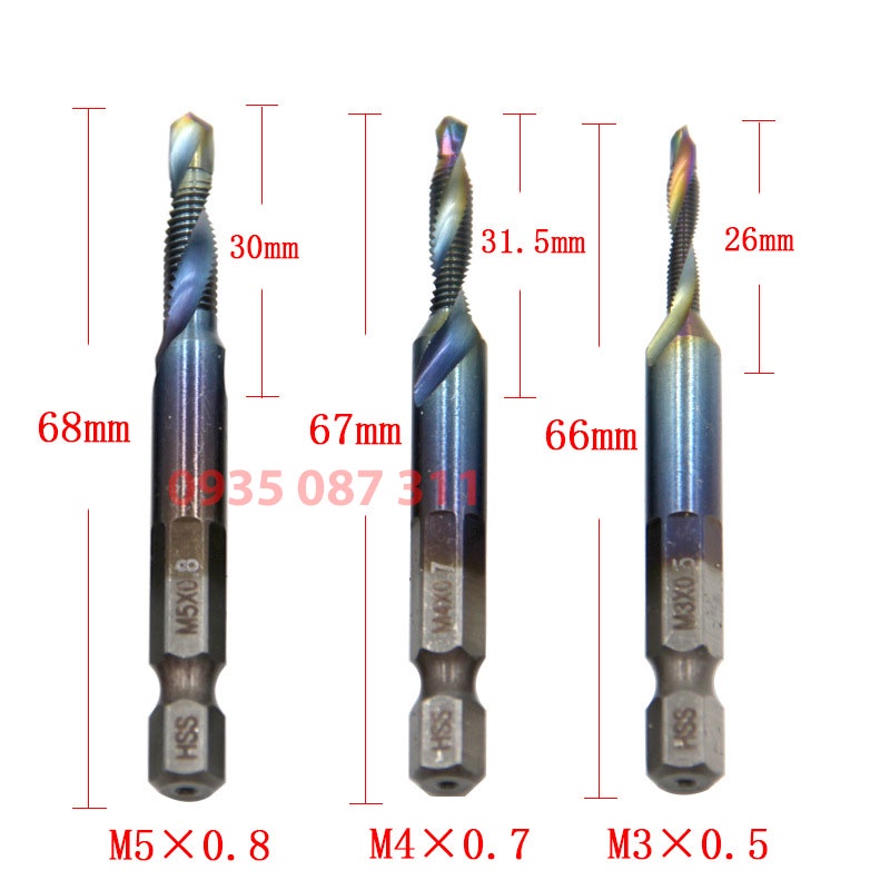 Bộ 6 Mũi Taro Ren cao cấp AQ ( bộ 6 mũi ta rô 3, 4, 5, 6, 8, 10 )