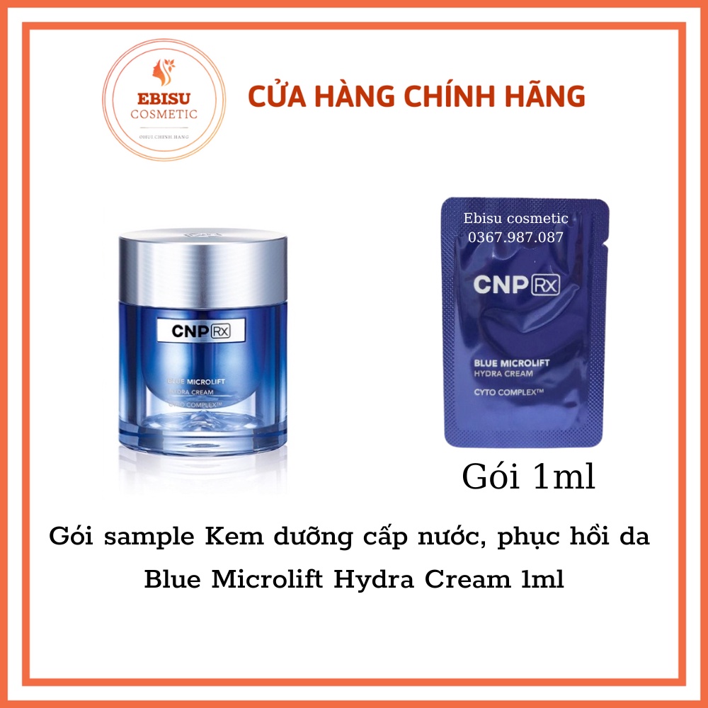 Gói sample Kem dưỡng cấp nước, phục hồi da Blue Microlift Hydra Cream 1ml_𝐄𝐁𝐈𝐒𝐔 𝐂𝐎𝐒𝐌𝐄𝐓𝐈𝐂𝐒