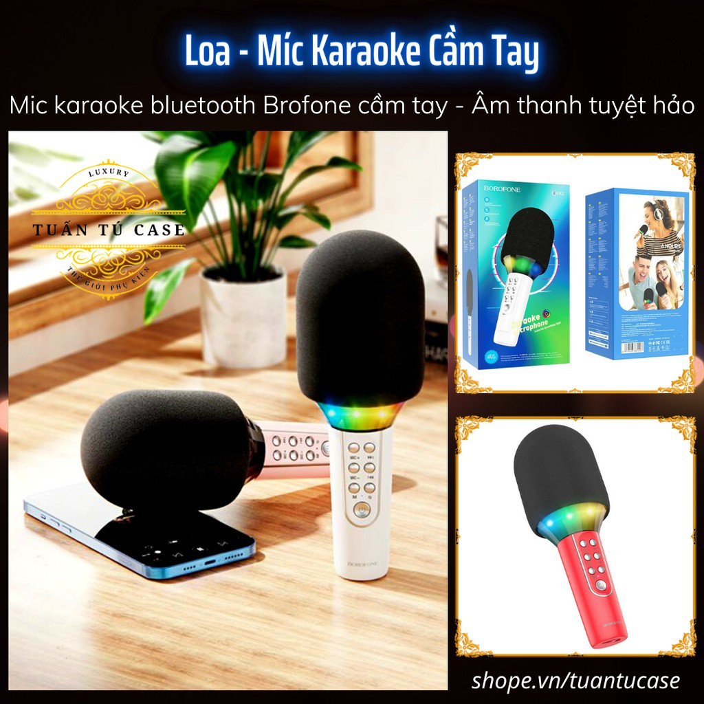 Loa Mic karaoke Bluetooth Brofone đèn led cầm tay tiện dụng - Âm thanh sống động hoàn hảo