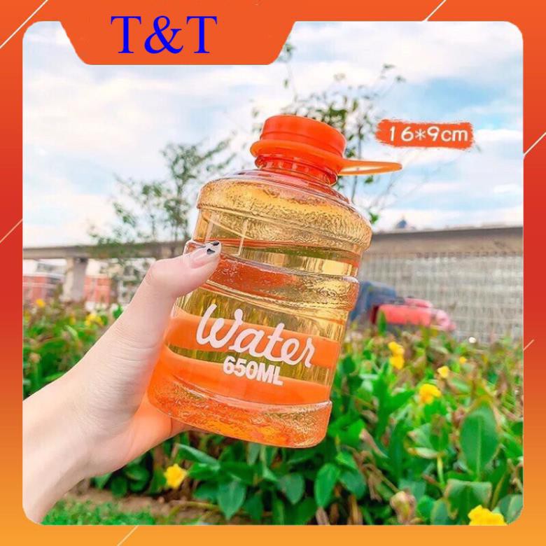 Bình đựng nước nhựa trong Water có quai cầm 650ml ❤ HOT❤️bình nước đi học, đi chơi, bình nước