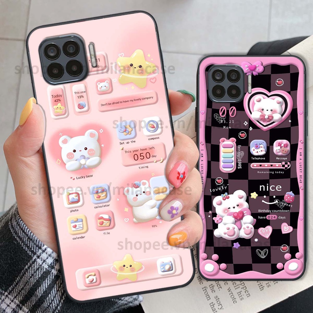 Ốp Oppo A73 / A93 hình đồng hồ icon gấu mèo cute cực dễ thương ngộ nghĩnh