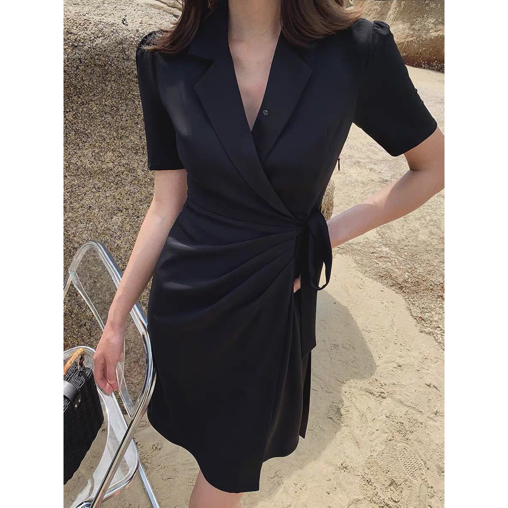 Đầm kiểu vạt chéo bigsize cho nàng, đầm kiểu xinh có hai màu đen và trắng cho nàng