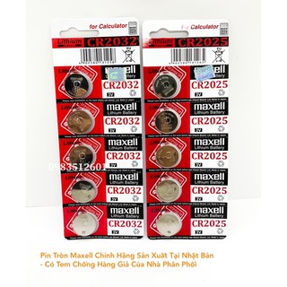 Vỉ 5 Viên Pin CR2032 / CR2025 / CR2016 Maxell Lithium 3V  Made In Japan