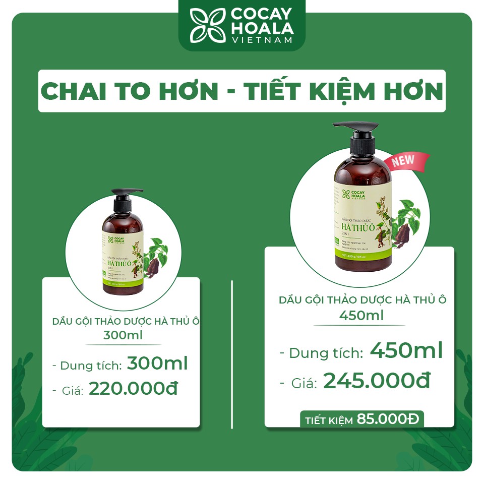 💥💧[CHÍNH HÃNG]💥💧 Dầu Gội Hà Thủ Ô 2in1 Giảm Rụng Tóc Bạc Tóc Cocayhoala 300g [HOT NHẤT]💥💧