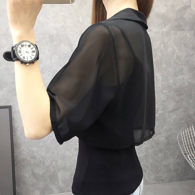 Áo Choàng Chiffon Ngắn Tay Chống Nắng Thiết Kế Mới Thời Trang Mùa Hè