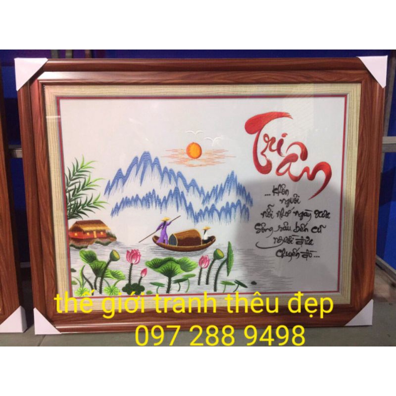 tranh thêu thư pháp tri ân ơn thầy cô hàng loại 1 bao đẹp tranh đã thêu sẵn chưa khung kttp50 x 70 cm