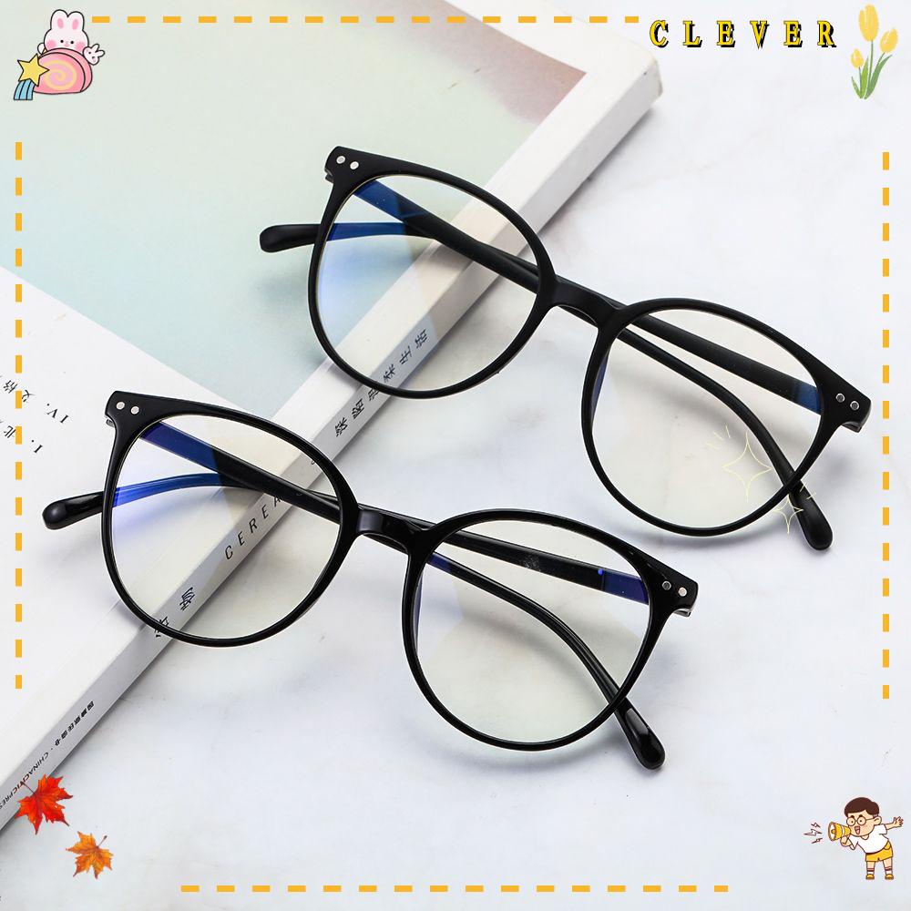 CLEVER Vintage Office Computer Goggles Oversized Anti Radiation Blue Light Blocking Glasses Round Frame Lightweight Fashion Clear Lens Anti Blue Light Glasses