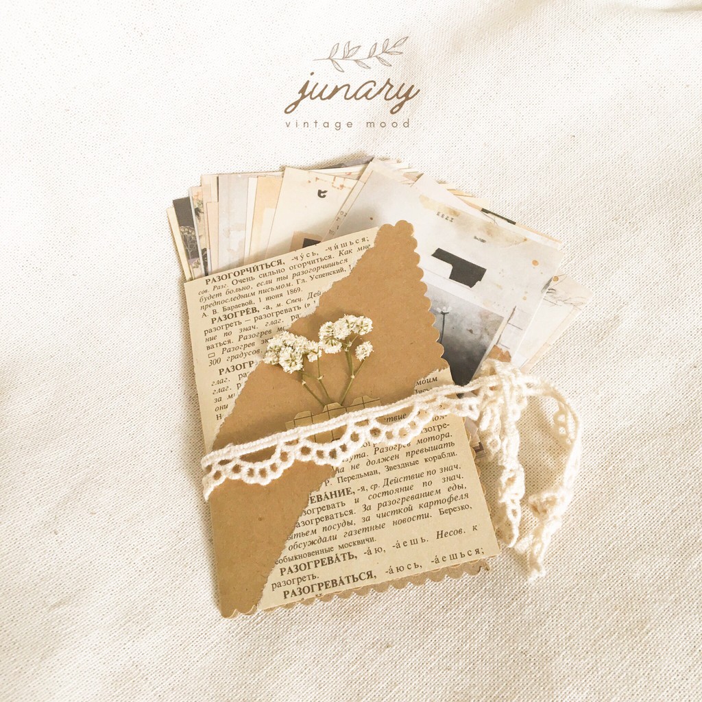 Junarystudio - Set giấy nền vintage nghệ thuật dùng trang trí journal, vintage paper
