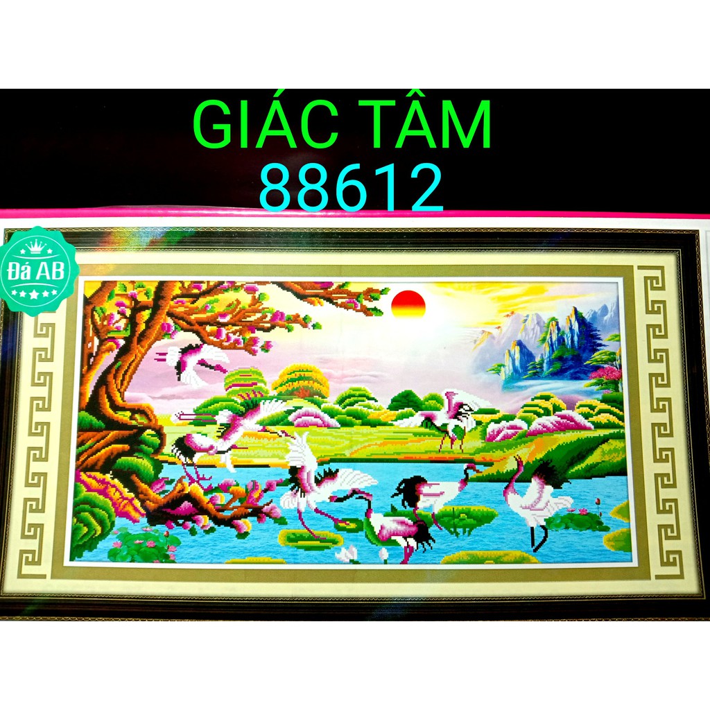 Tranh đá CẢNH TÙNG HẠC NÚI THÁC SÔNG NƯỚC - 110x60cm - 88612 - tranh đá chưa làm - chưa gắn đá - chưa đính đá