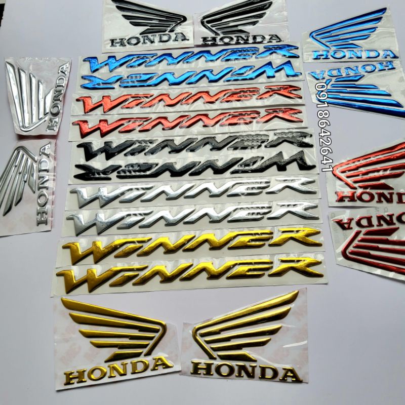 Combo tem chữ Winner như zin và cánh chim Honda nhựa dẻo