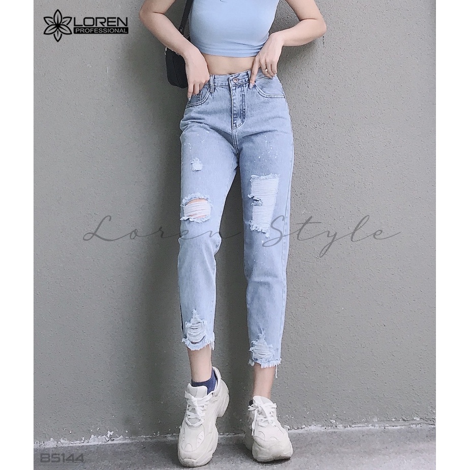 Quần jean baggy LOREN rách tua B5144