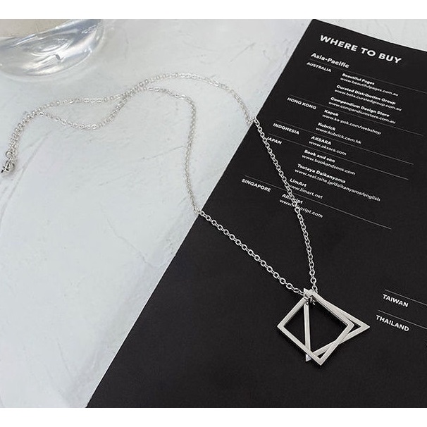 Dây Chuyền Tam Giác Đôi Màu Bạc Đơn Giản Punstore Phong Cách Hàn Quốc Thép Titan Không GỈ - Vòng Cổ Doe68 Chain
