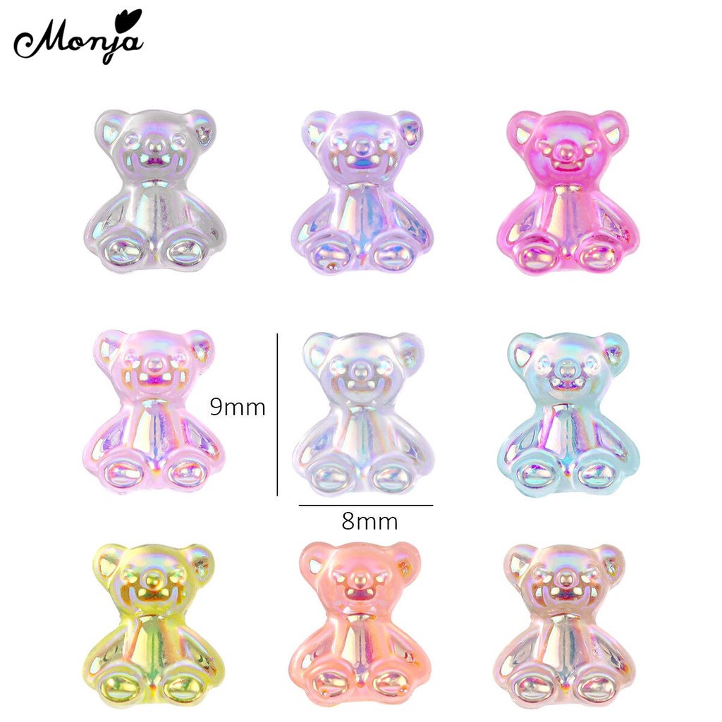 Set 10 phụ kiện gấu 3D Monja dùng trang trí móng tay nghệ thuật DIY
