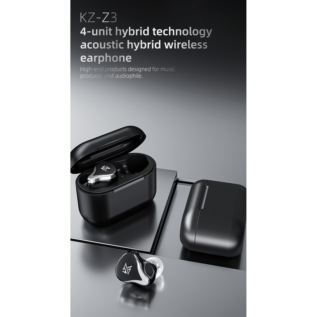Tai nghe KZ Z3 TWS không dây bluetooth 5.2 1BA+1DD HiFi chống ồn có nút điều khiển cảm ứng SKS Z1 S2 chất lượng cao