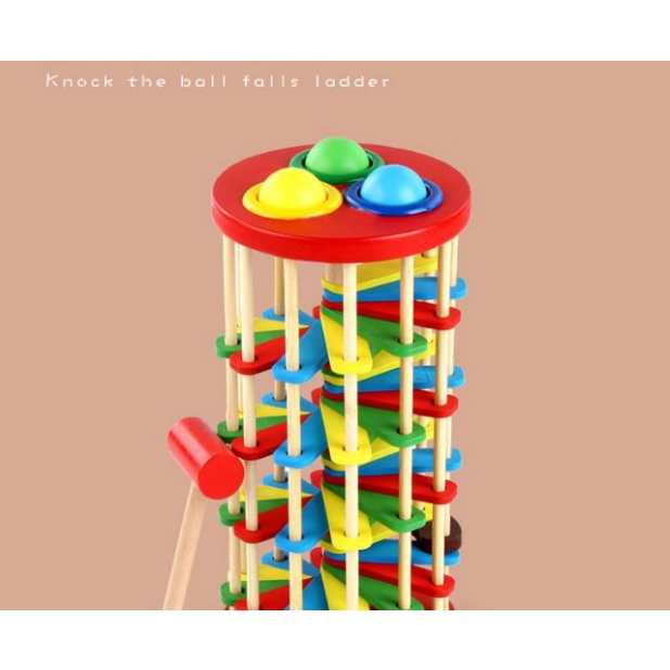 [ẢNH THẬT] Bộ đập bóng bậc thang cuốn zic zac rèn khéo léo cho trẻ đồ chơi gỗ thông minh