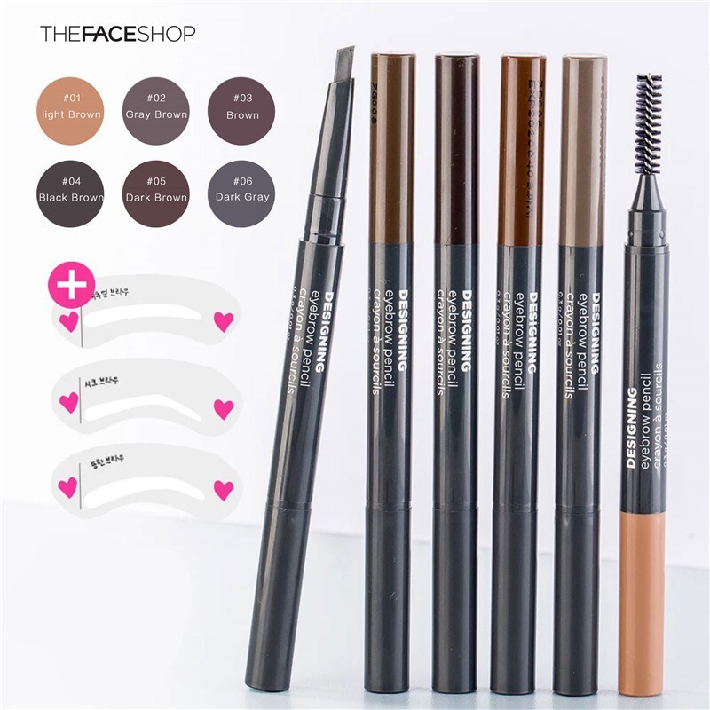 Chì kẻ mày The Face Shop 2 đầu lên màu tự nhiên siêu bền không thấm nước Linh Giang chính hãng
