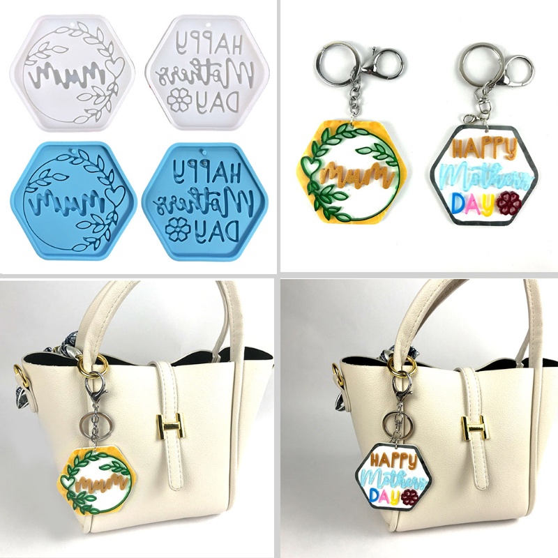 Khuôn Silicone Làm Móc Khóa Kiểu Hình Học Cổ Điển DIY