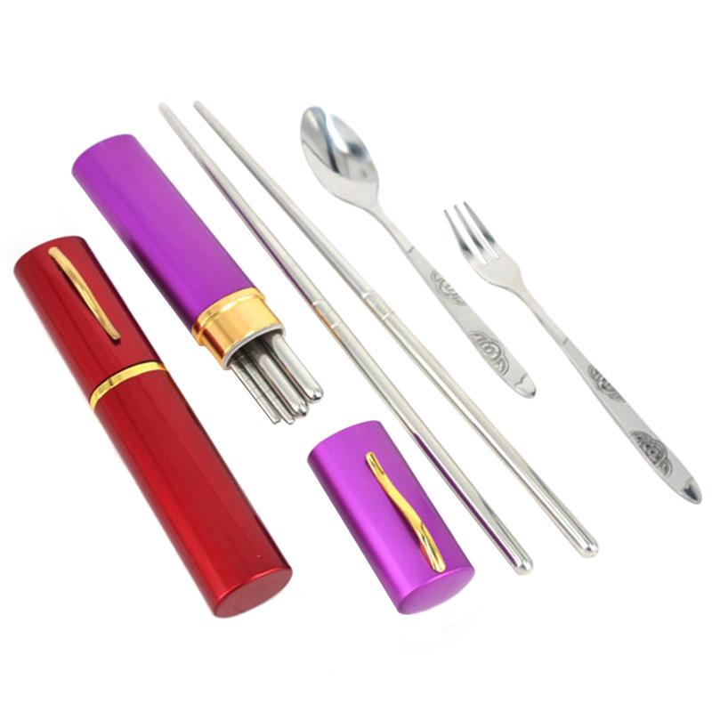 Bộ muỗng nĩa du lịch gấp gọn bằng thép không gỉ kèm hộp