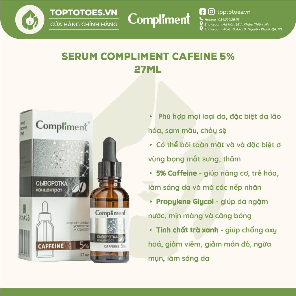 Serum Compliment 5% Caffeine giúp săn chắc, tái tạo và trẻ hóa da - 27ml