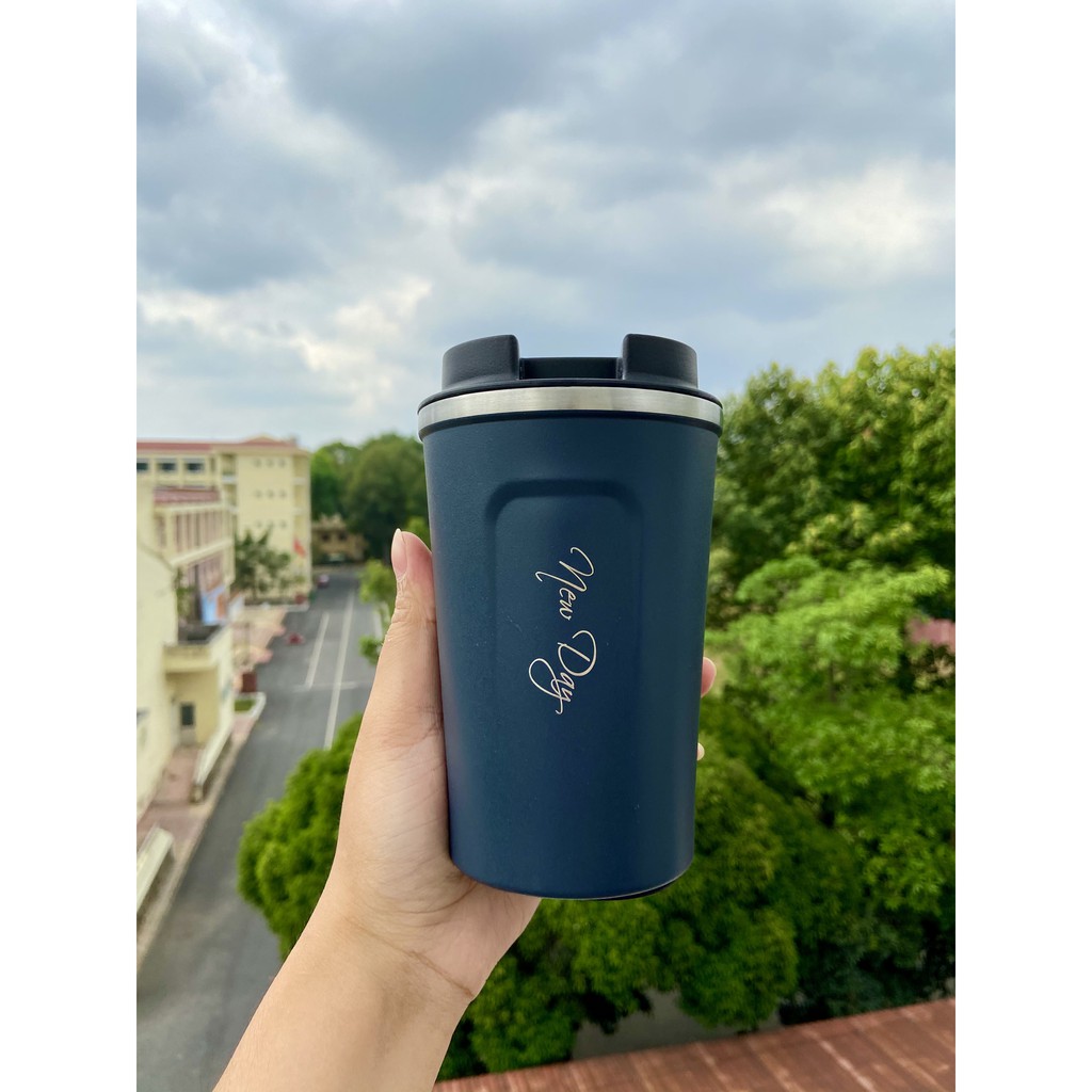 Ly Coffee Giữ Nhiệt inox 304 Xanh Navy Cao Cấp - Cốc Giữ Nhiệt Coffee Holic - Ly Coffee Khắc Tên - Feeling.vn