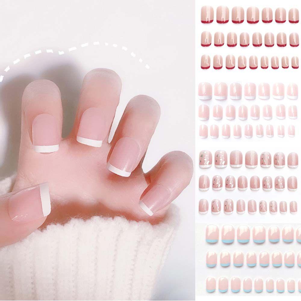 Bộ Móng Tay Giả Hình Vuông Dạng Nhấn Tháo Rời Được Màu Gradient Thời Trang
