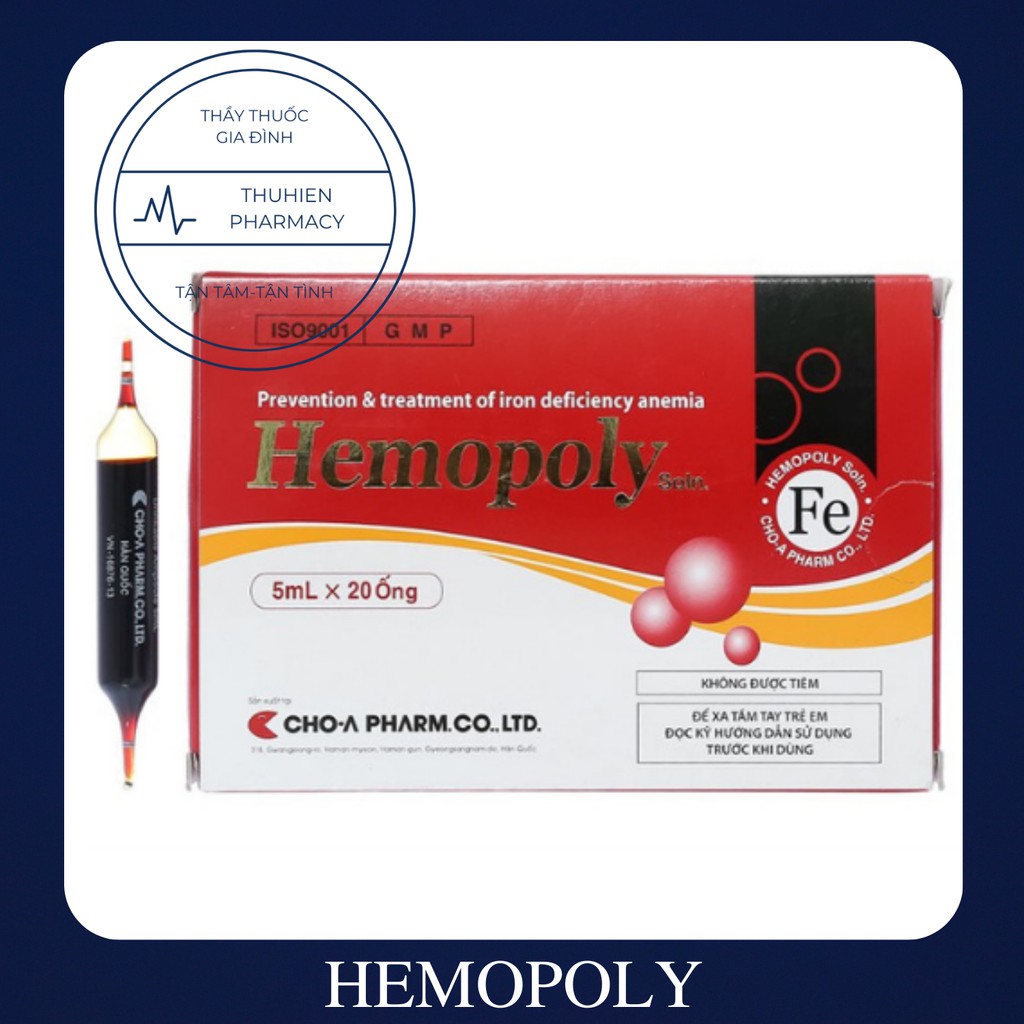 [Date mới nhất] Sắt bổ máu HEMOPOLY Hộp 20 ống