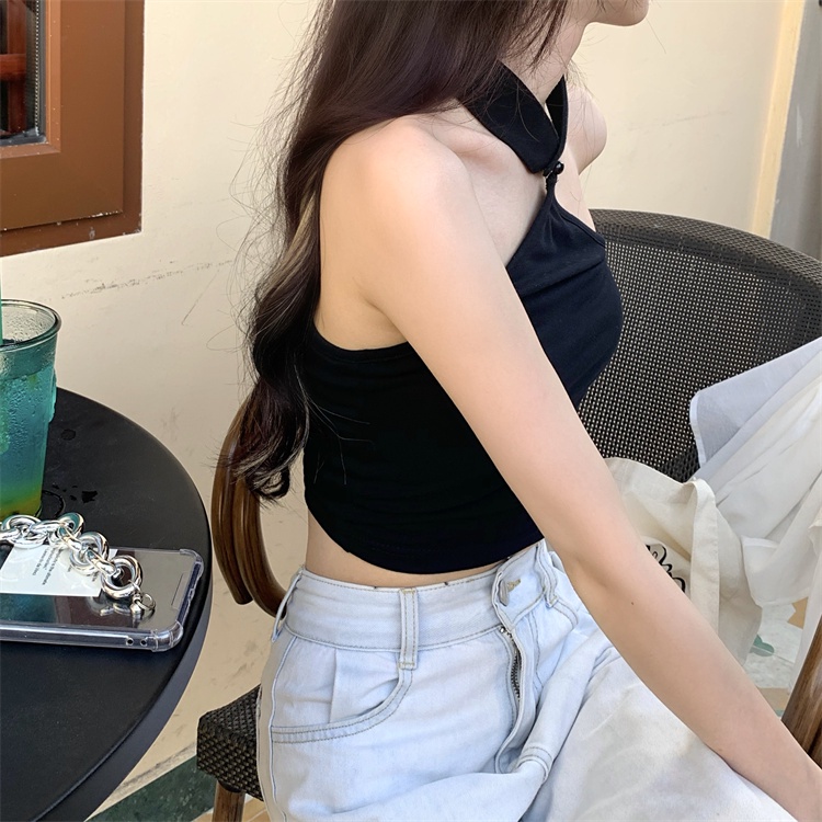 DUNEA Áo Tank Top Màu Đen Trễ Vai Thiết Kế Quyến Rũ Thời Trang Cho Nữ