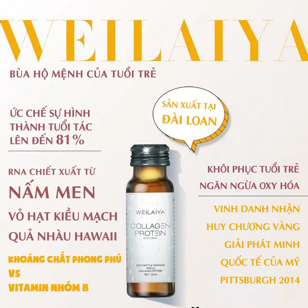 Collagen Nước Kháng Đường Weilaiya [Chính Hãng] Chống Lão Hóa Hộp 8 Chai 50ml