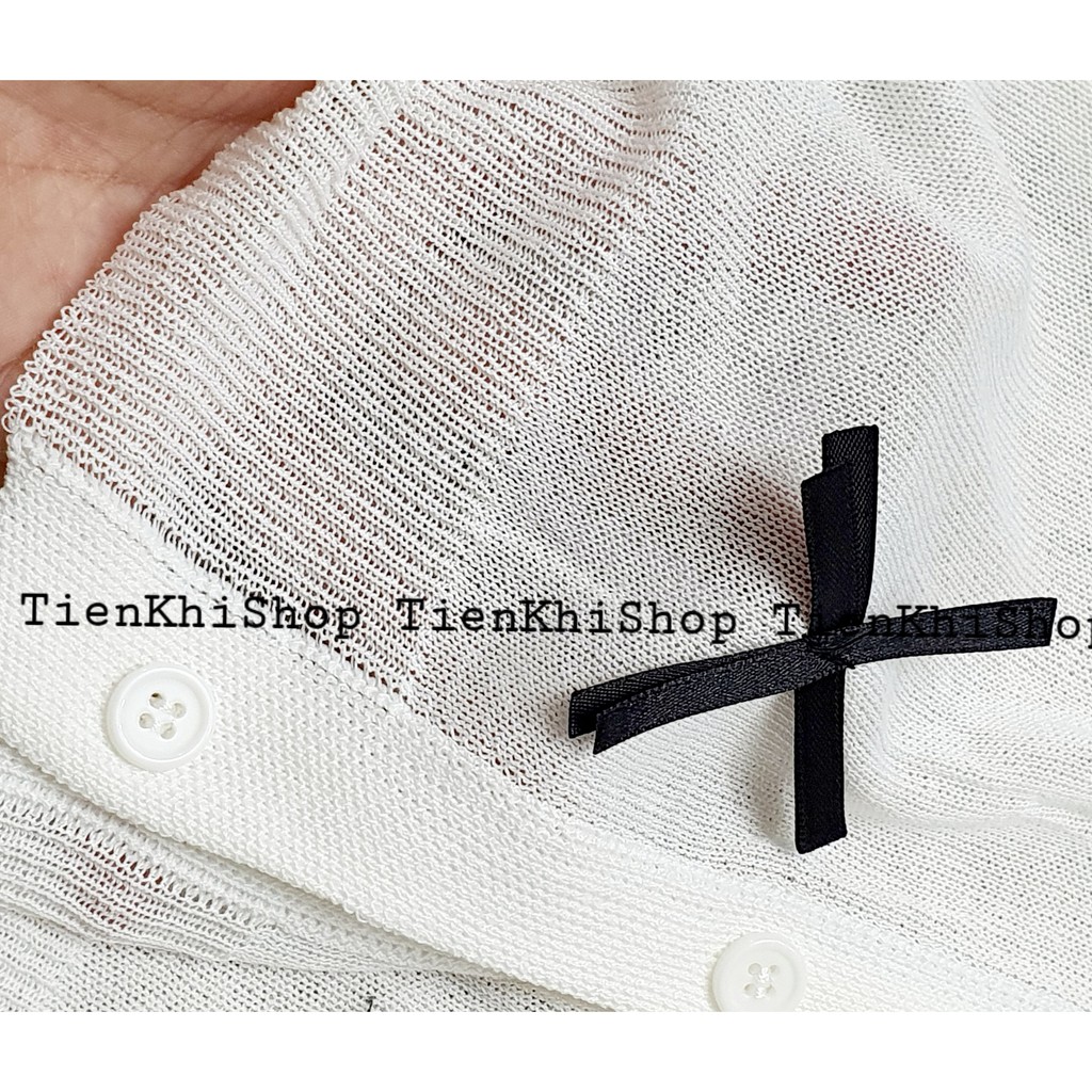 [CÓ SẴN FREESHIP ĐƠN TỪ 50K] Áo khoác len cardigan màu trắng mỏng nơ đen KL26