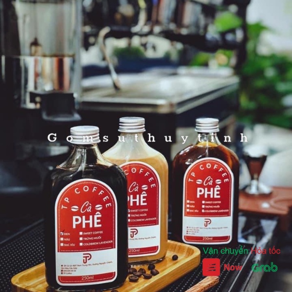 Chai thủy tinh/ Binh thủy tinh dẹt cổ cao nắp thiếc 350ml đựng coldbrew, coffee