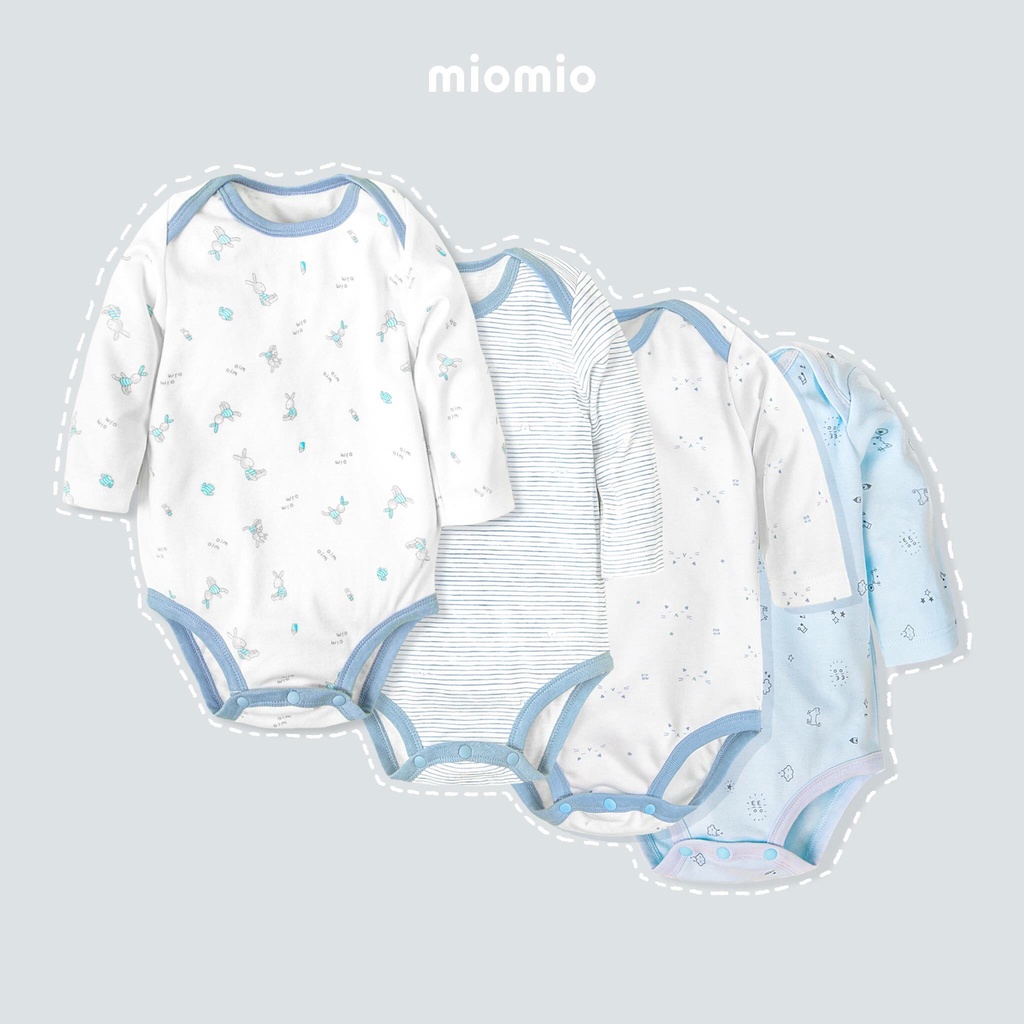 Bodysuit Tay Dài Thu Đông MIOMIO. Họa Tiết: Thỏ, Sọc, Mèo Cho Bé Trai, Bé Gái (Từ 0-12 tháng), Vải Interlock Cotton.