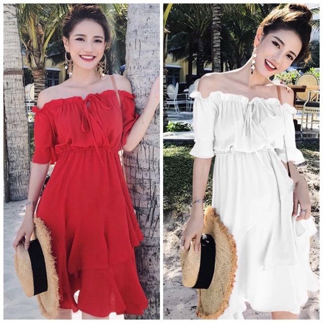 Đầm Nữ Vàng Trễ Vai Bèo (KÈM ẢNH THẬT) | BigBuy360 - bigbuy360.vn