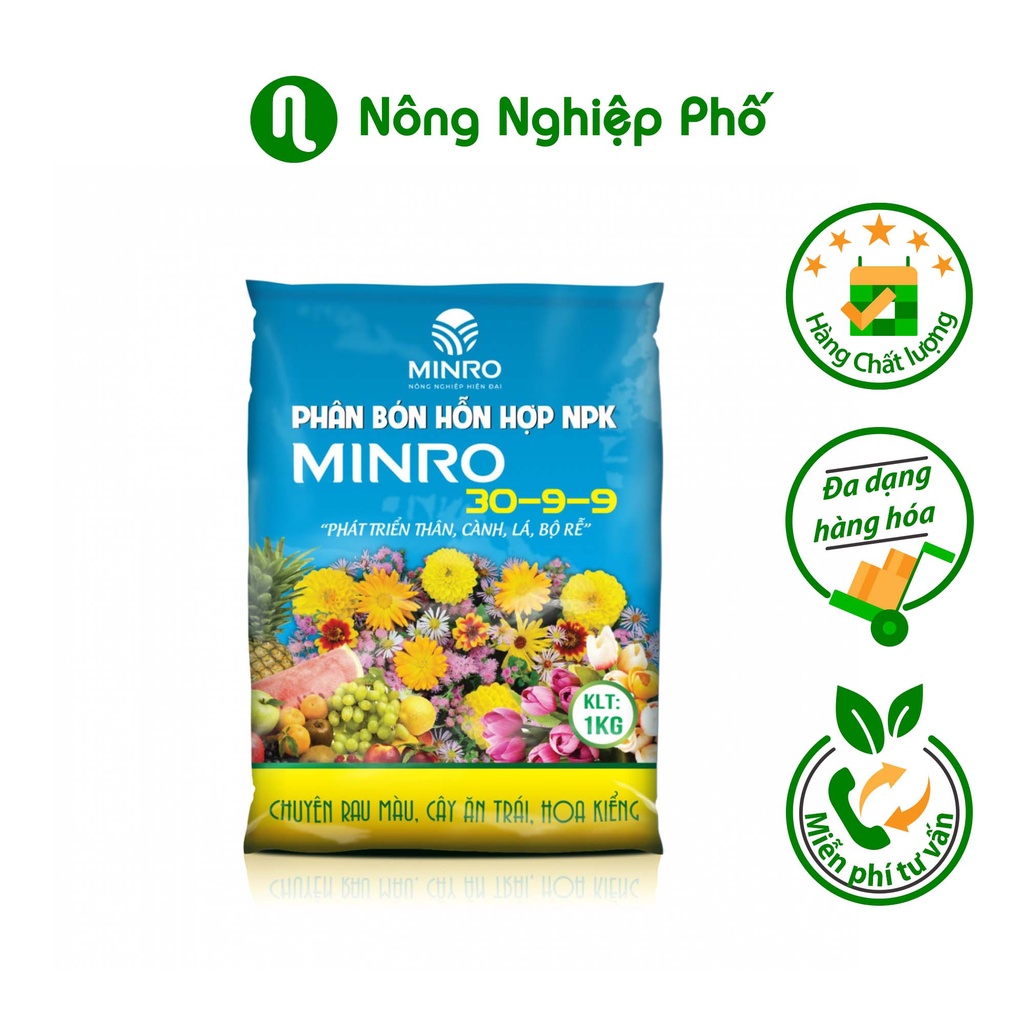 Phân bón NPK hỗn hợp Minro 30-9-9 - Gói 1kg