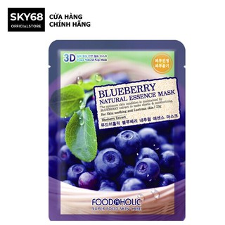 Mặt Nạ Giấy Việt Quất 3D Foodaholic Natural Blueberry Essence Mask Sheet