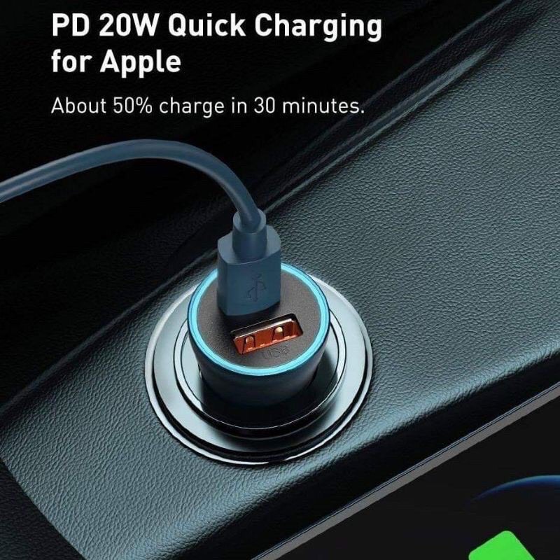 Tẩu sạc nhanh 2 cổng Type C+USB 40W/ PD20/QC3.0 chính hãng Baseus Contactor Pro sạc nhanh cho IPhone 12 Xiaomi OPPO Vivo